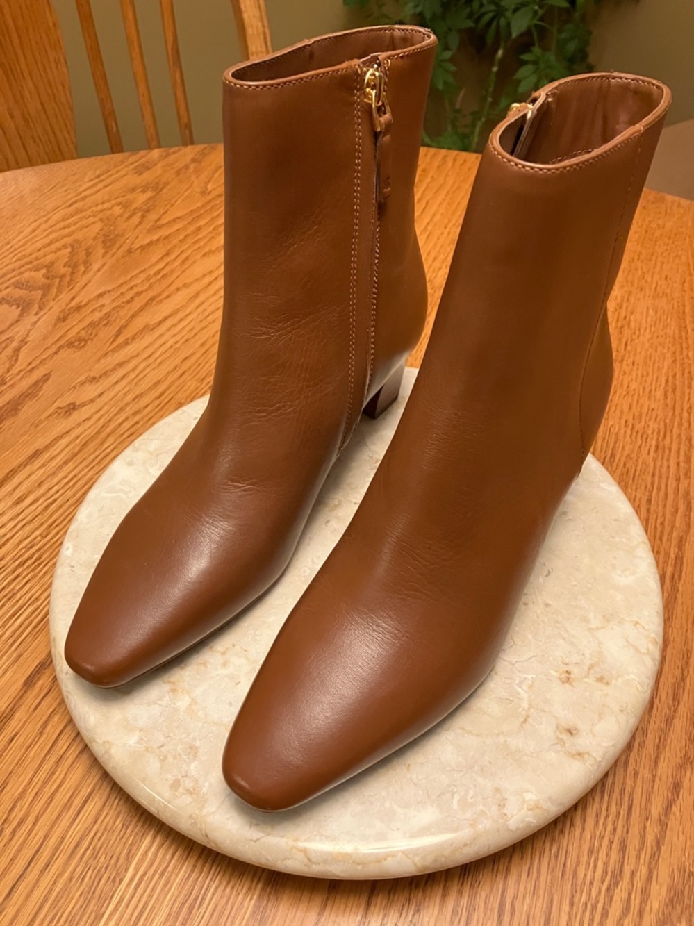 Ralph Lauren Willa Tan Leather Zip Ankle Booties - Picture 3 of 8